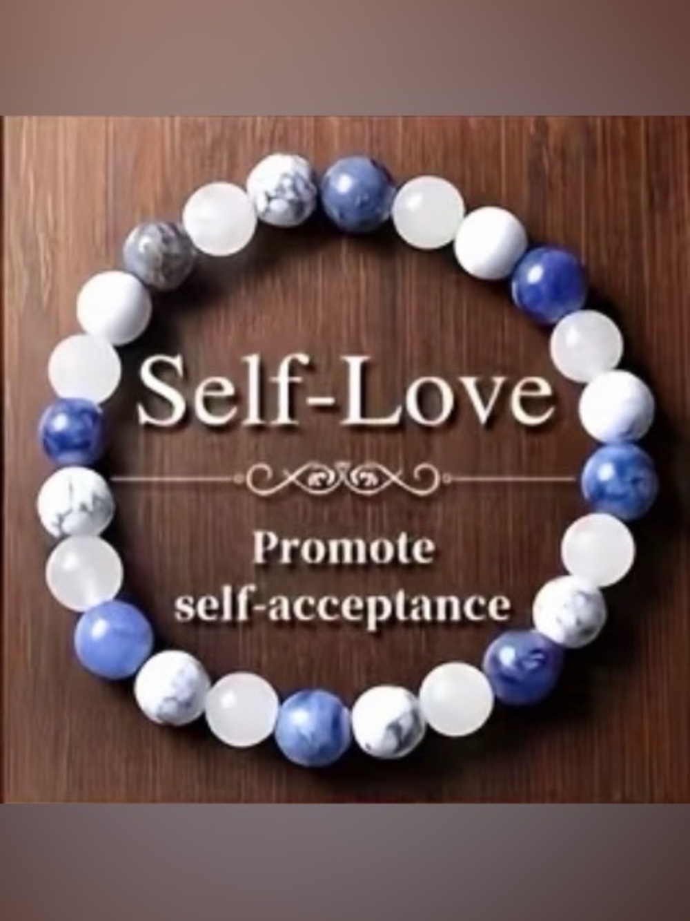 Self-Love Beaded Bracelet — Blue and White Stone